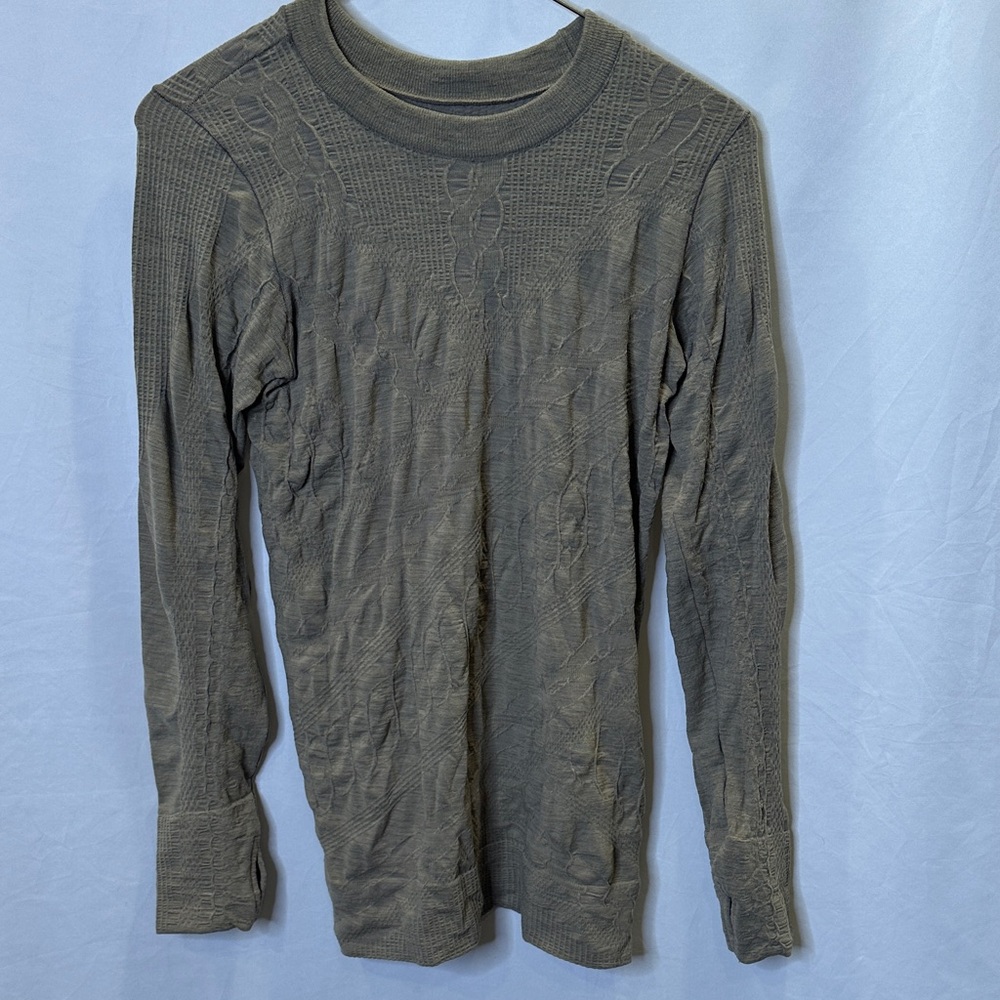 Athleta tan long sleeved top with crew neck.  Sz XL. Great for colder weather!